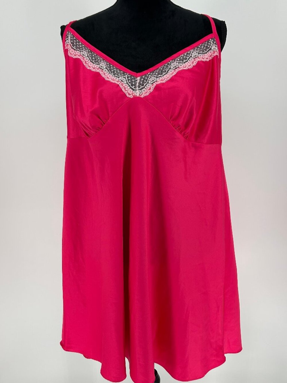 Secret Treasures 2X Fuchsia Satin Lace Chemise Slip Dress Y2K Coquette Bratzcore